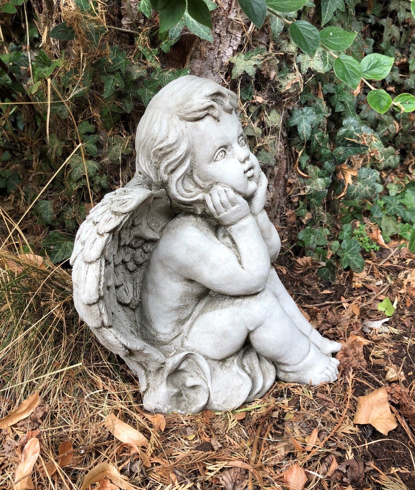 Pair of Stone Baby Angel Ornaments
