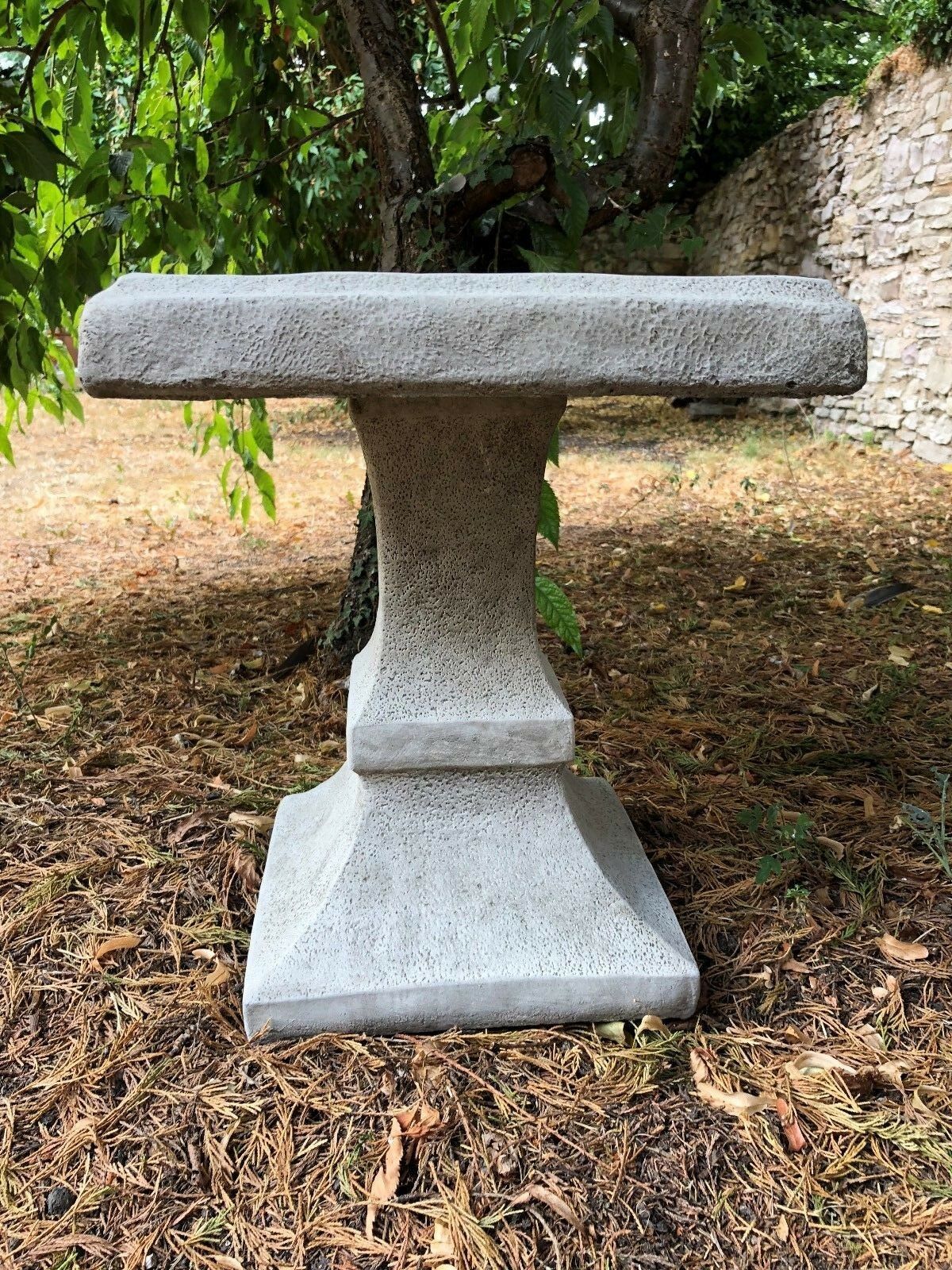 Stone Square Garden Bird Bath Sculpture