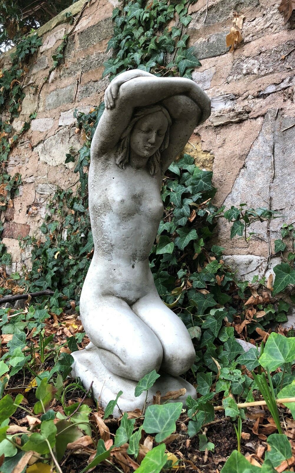 Stone Kneeling Nude Lady Statue
