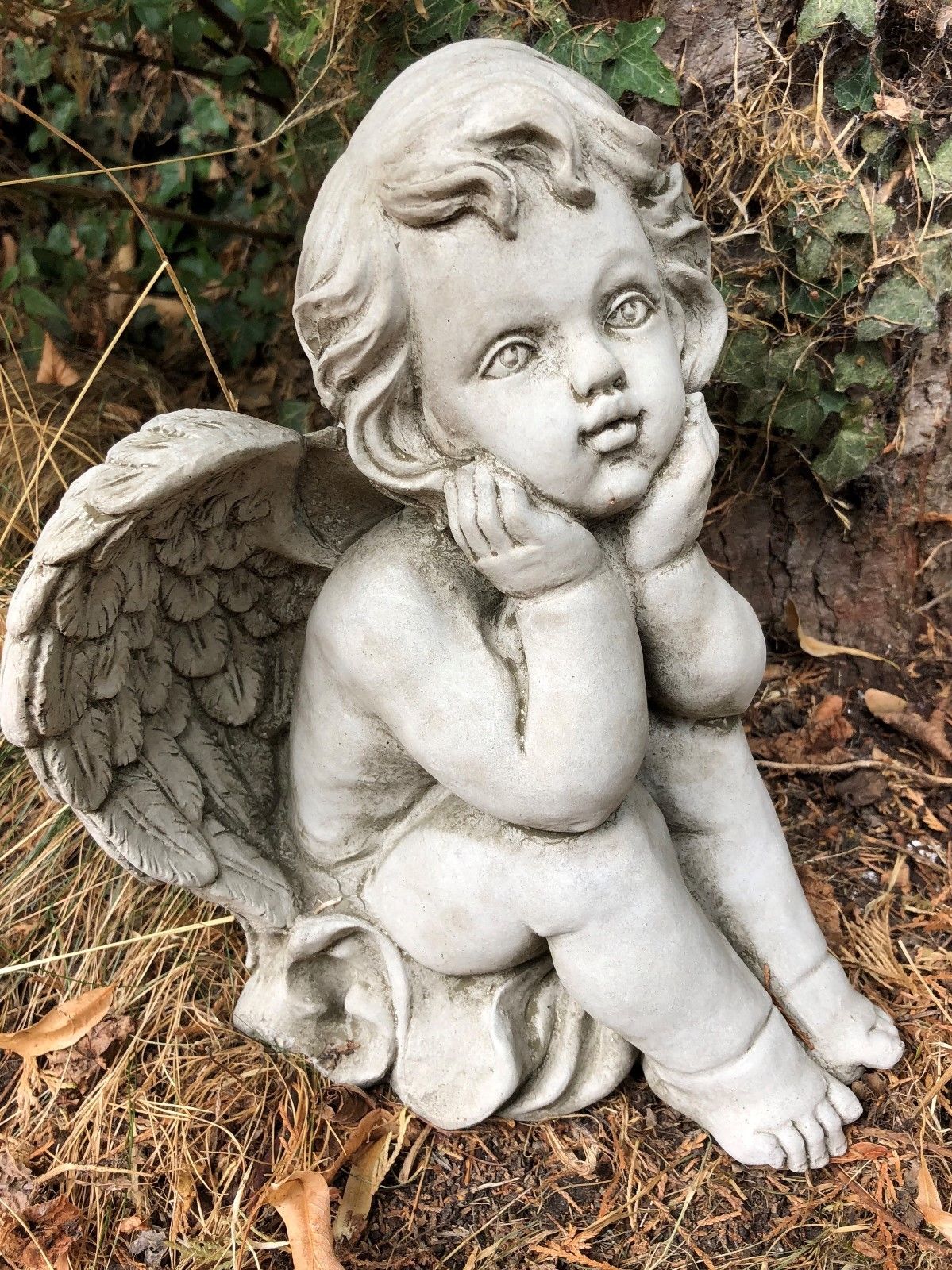 Pair of Stone Baby Angel Ornaments