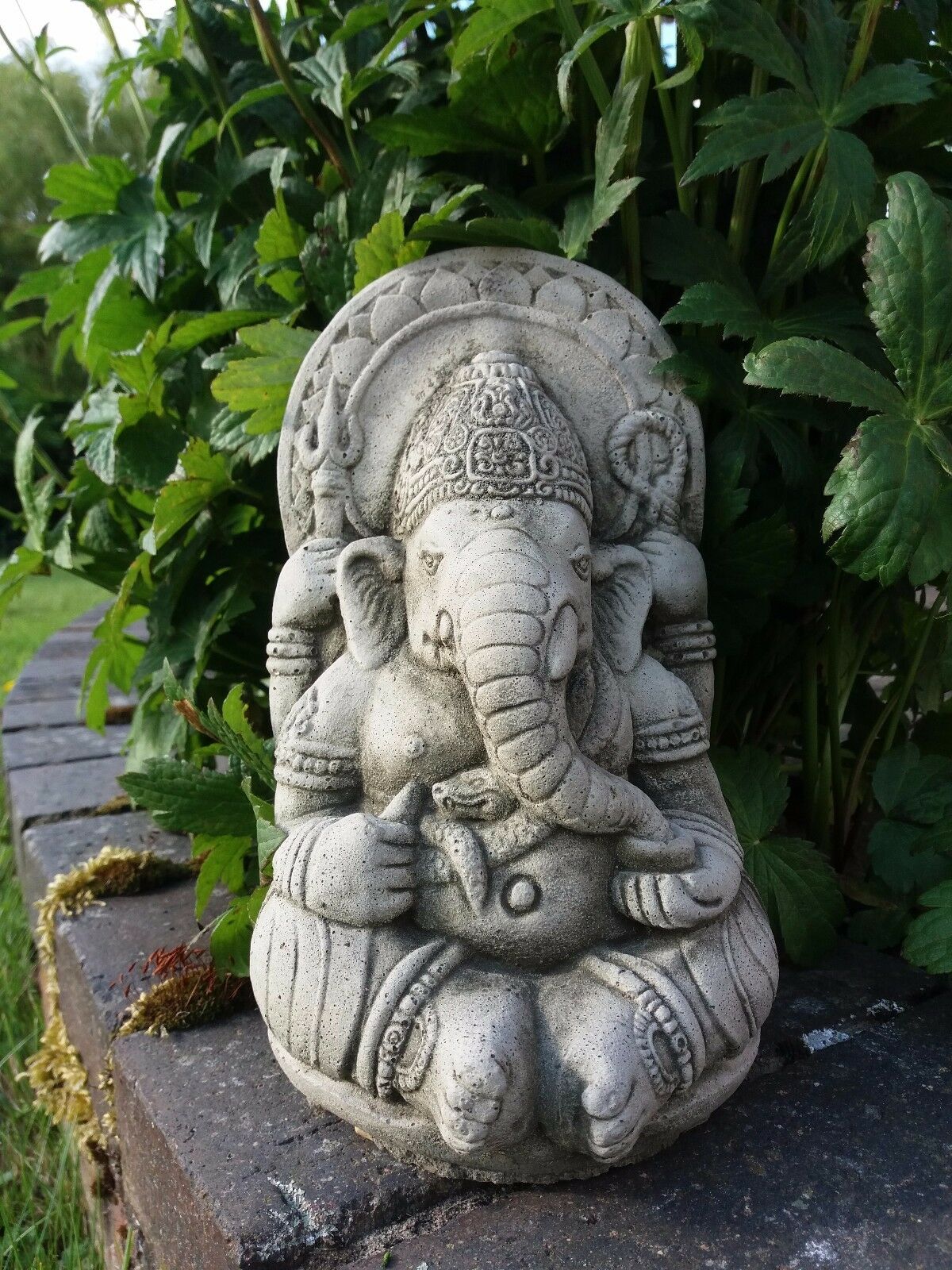 Solid Ganesh Stone Garden Ornament - Weatherproof
