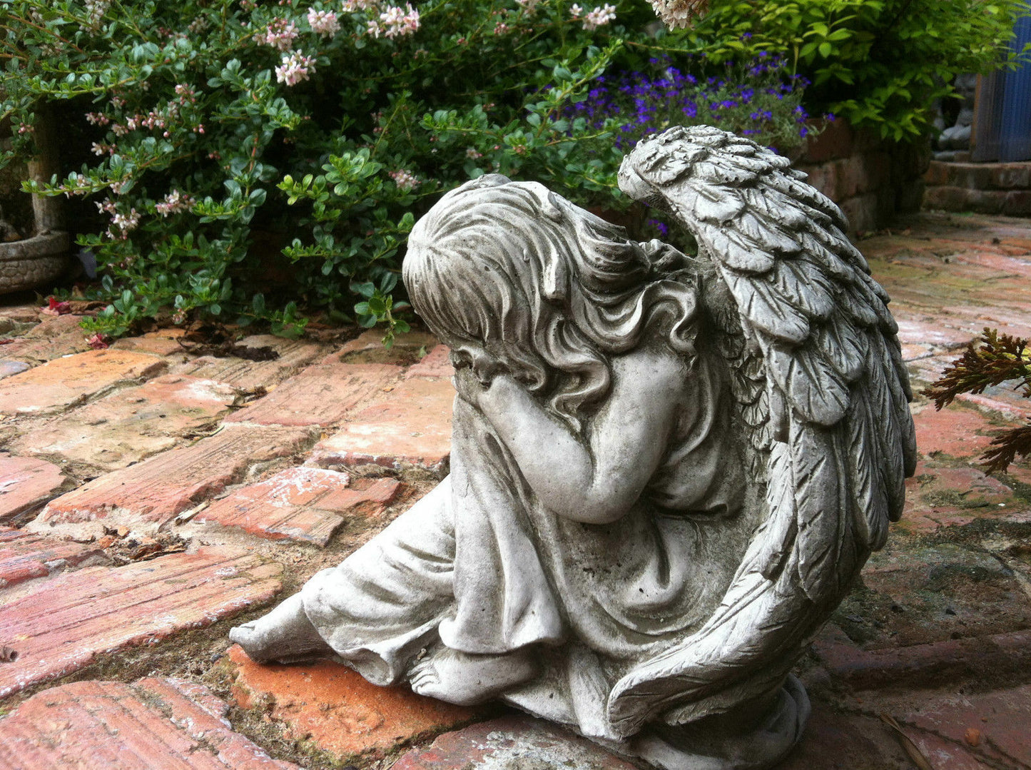 Small Stone Winged Angel Ornament