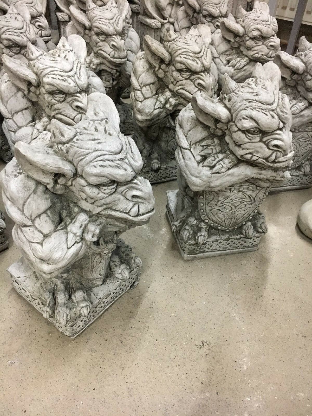 Stone Sword & Shield Gargoyle Statues for Gardens
