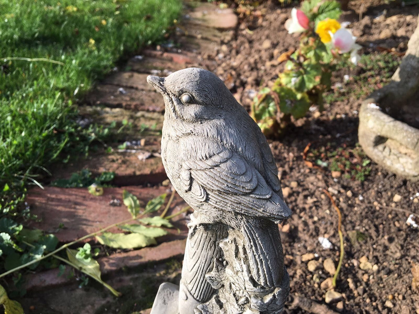 Stone Bird On Spade Ornament