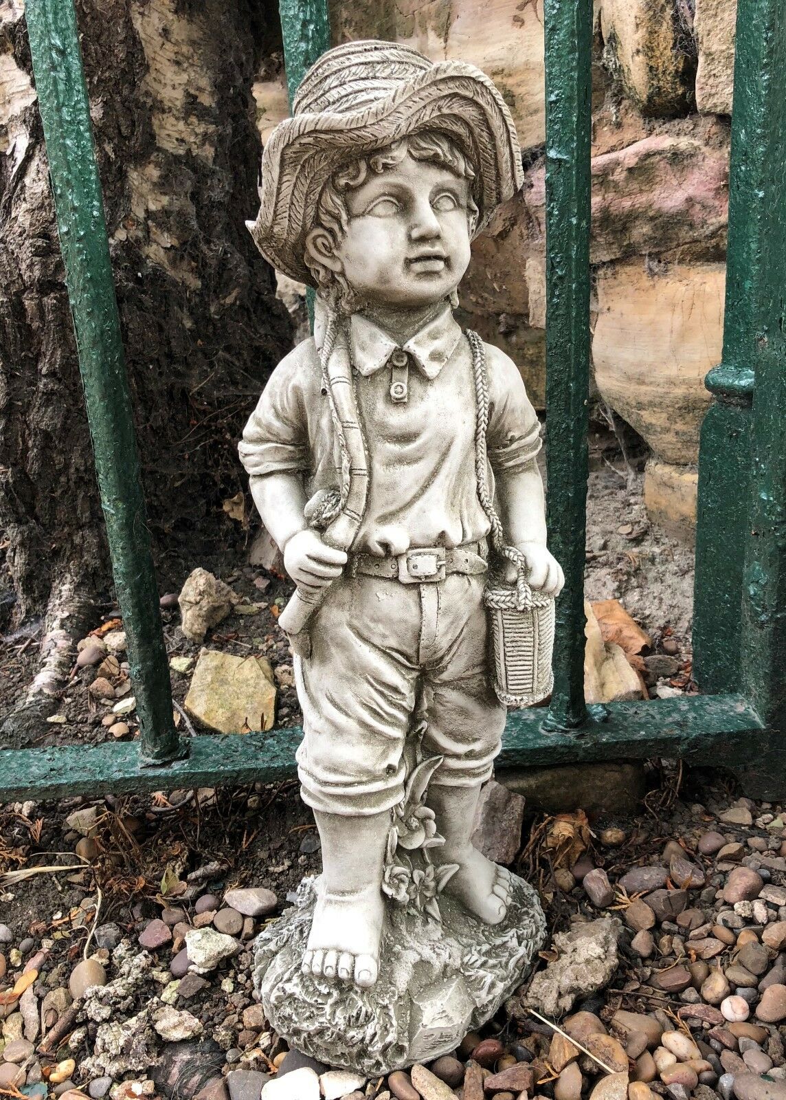 Stone Fisher Boy Ornament