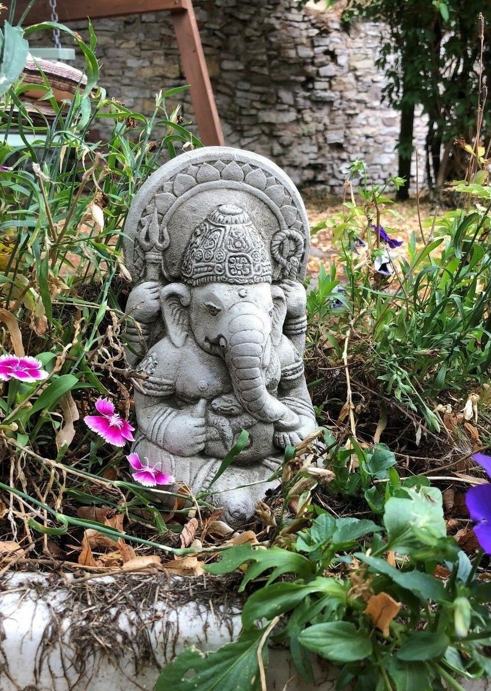 Solid Ganesh Stone Garden Ornament - Weatherproof