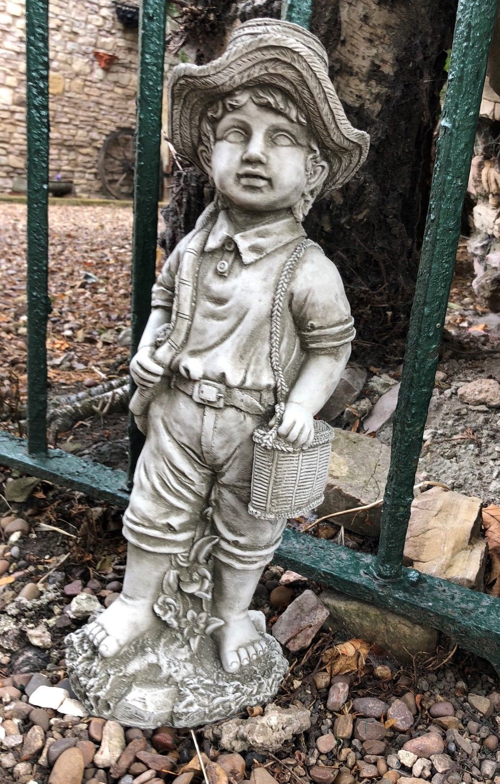 Stone Fisher Boy Ornament