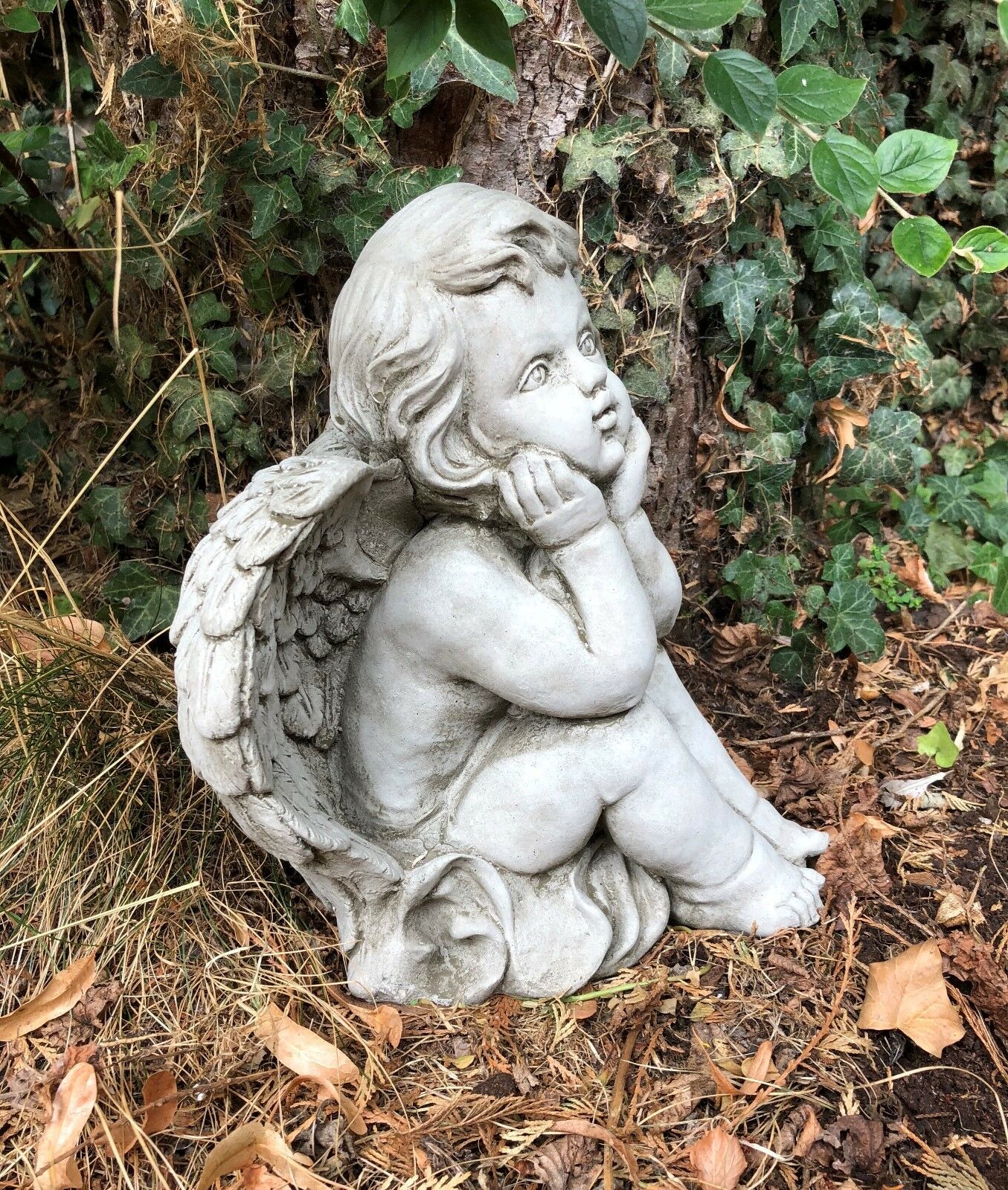 Pair of Stone Baby Angel Ornaments