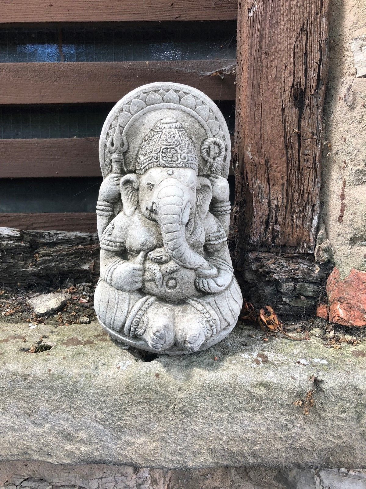 Solid Ganesh Stone Garden Ornament - Weatherproof