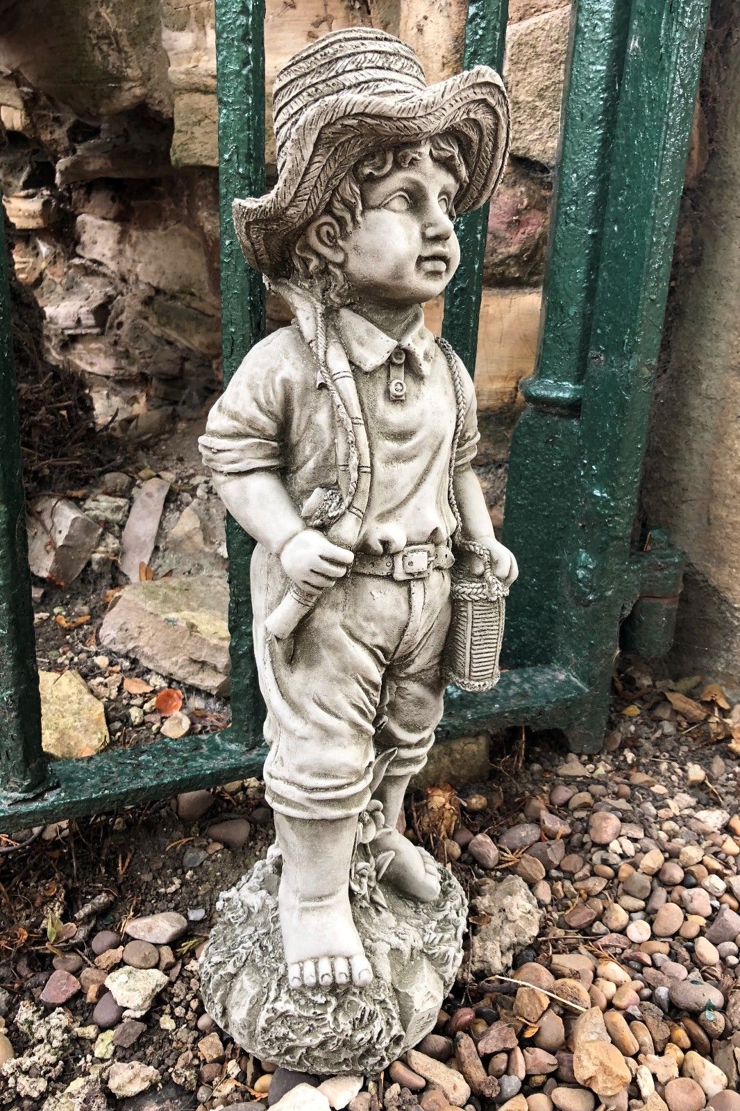 Stone Fisher Boy Ornament