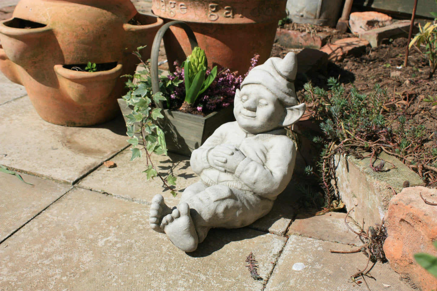 Stone Sleeping Pixie/Gnome Ornament