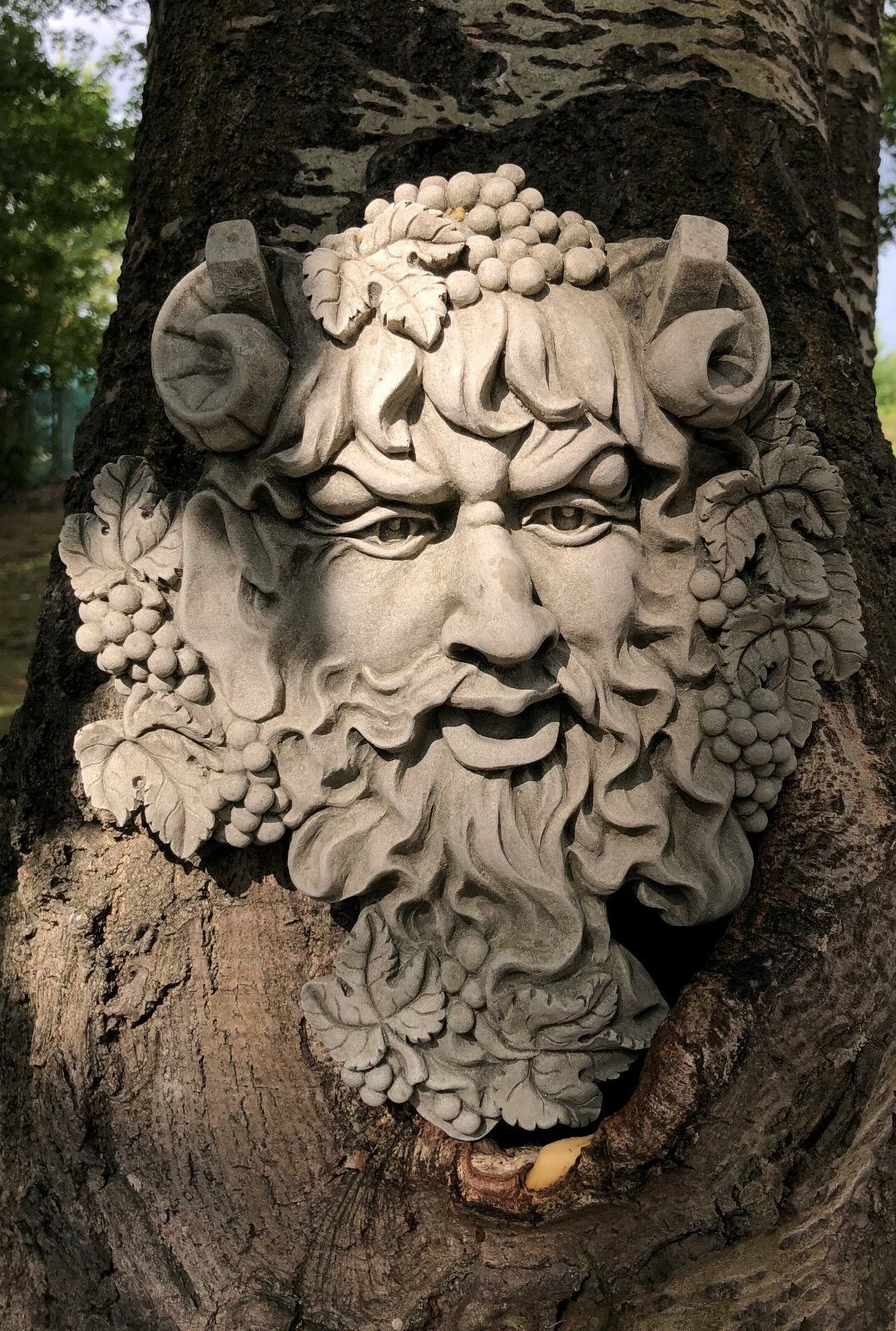Stone Bacchus Face Wall Plaque