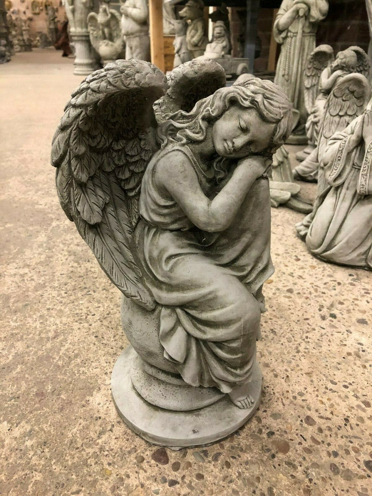 Stone Angel on Ball Plinth Statue