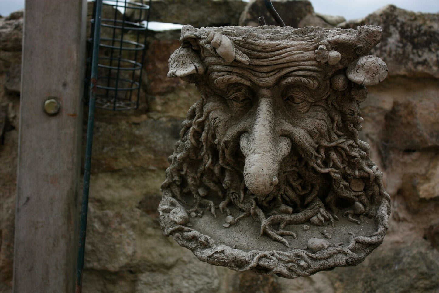 Stone Greenman Bird Feeder Ornament