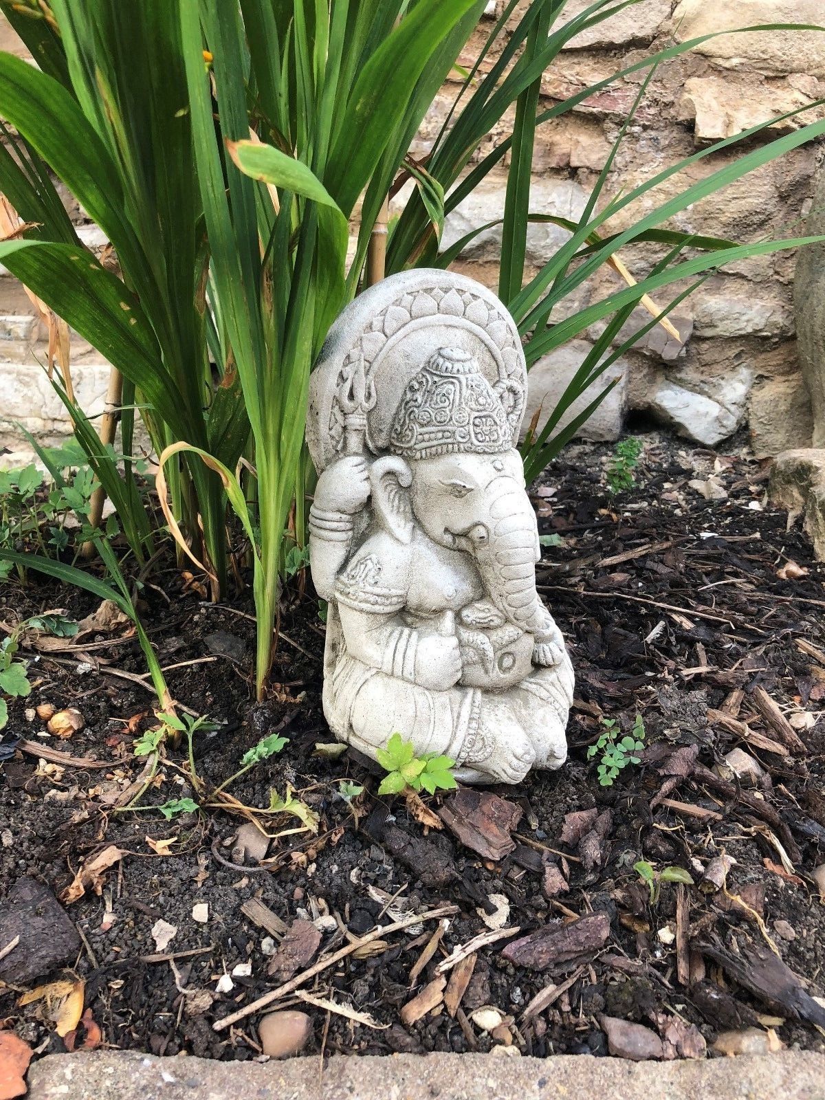 Solid Ganesh Stone Garden Ornament - Weatherproof