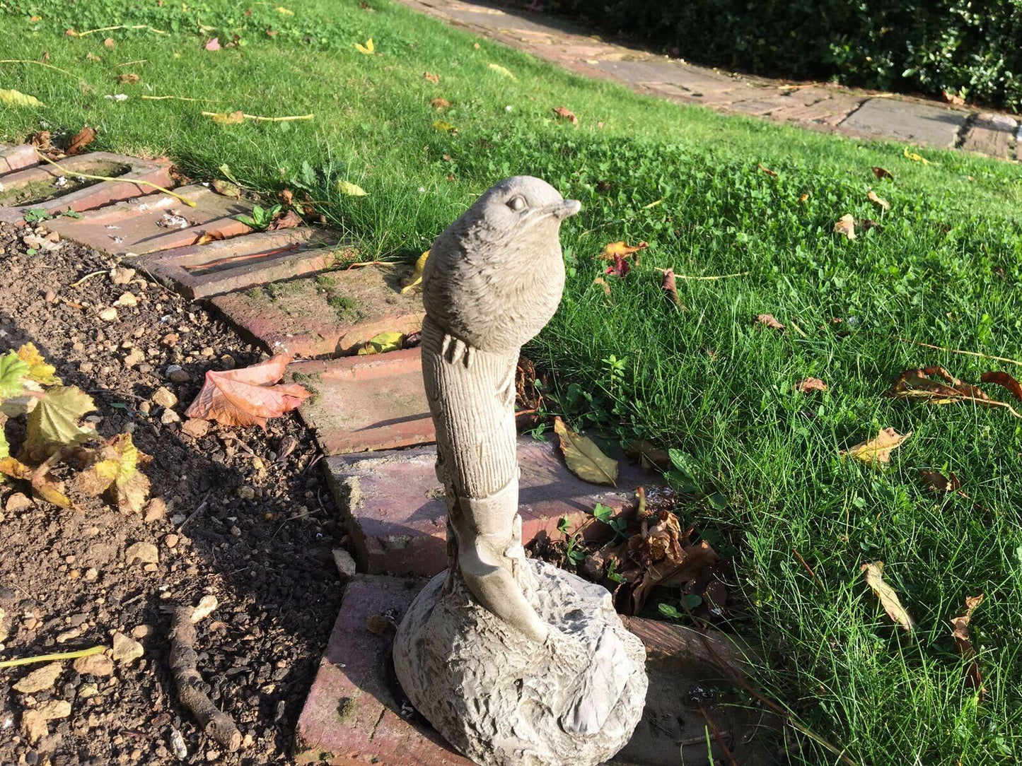 Stone Bird On Spade Ornament
