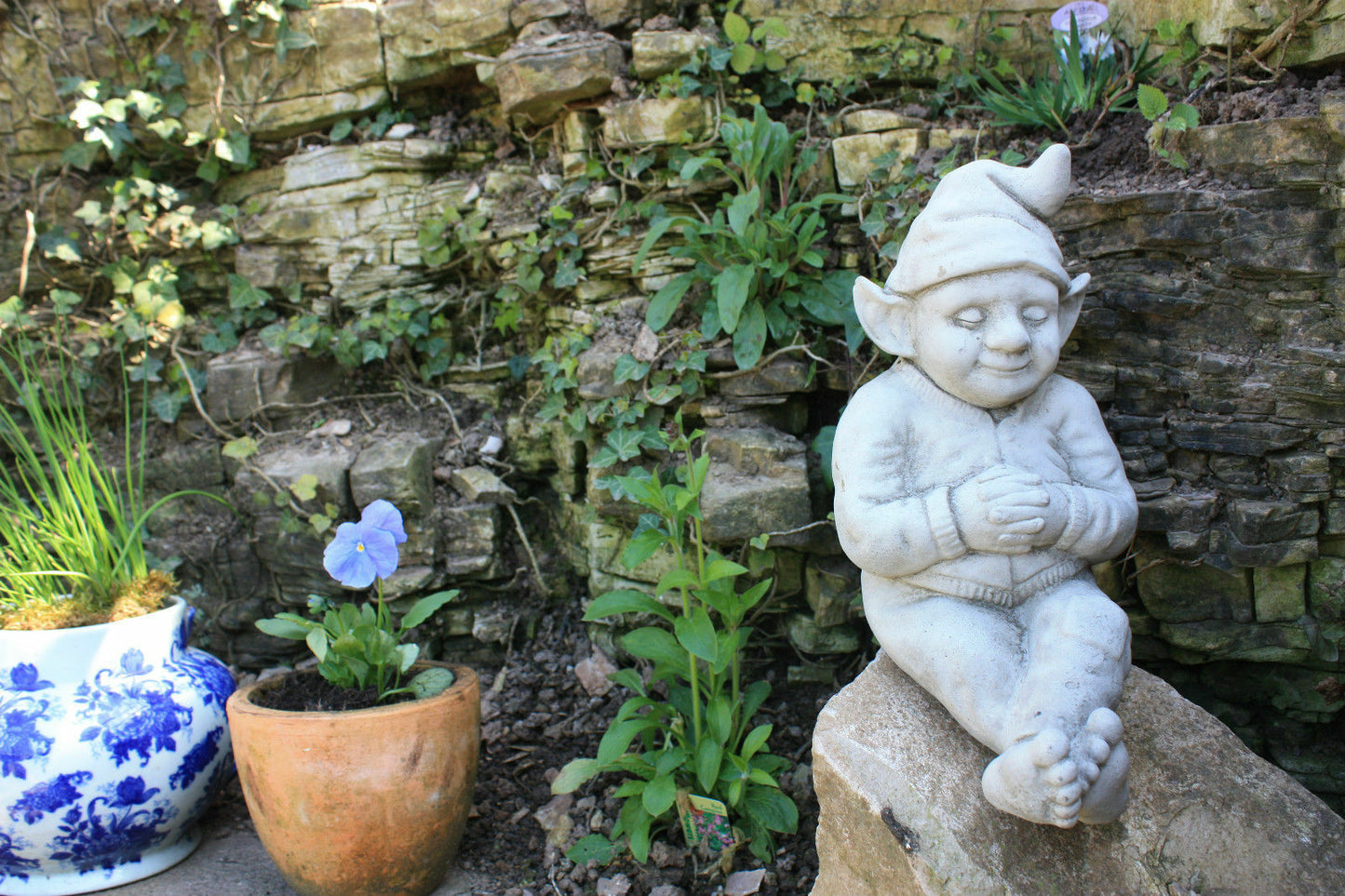 Stone Sleeping Pixie/Gnome Ornament