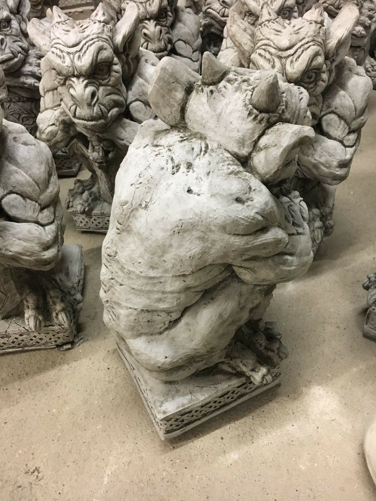 Stone Sword & Shield Gargoyle Statues for Gardens