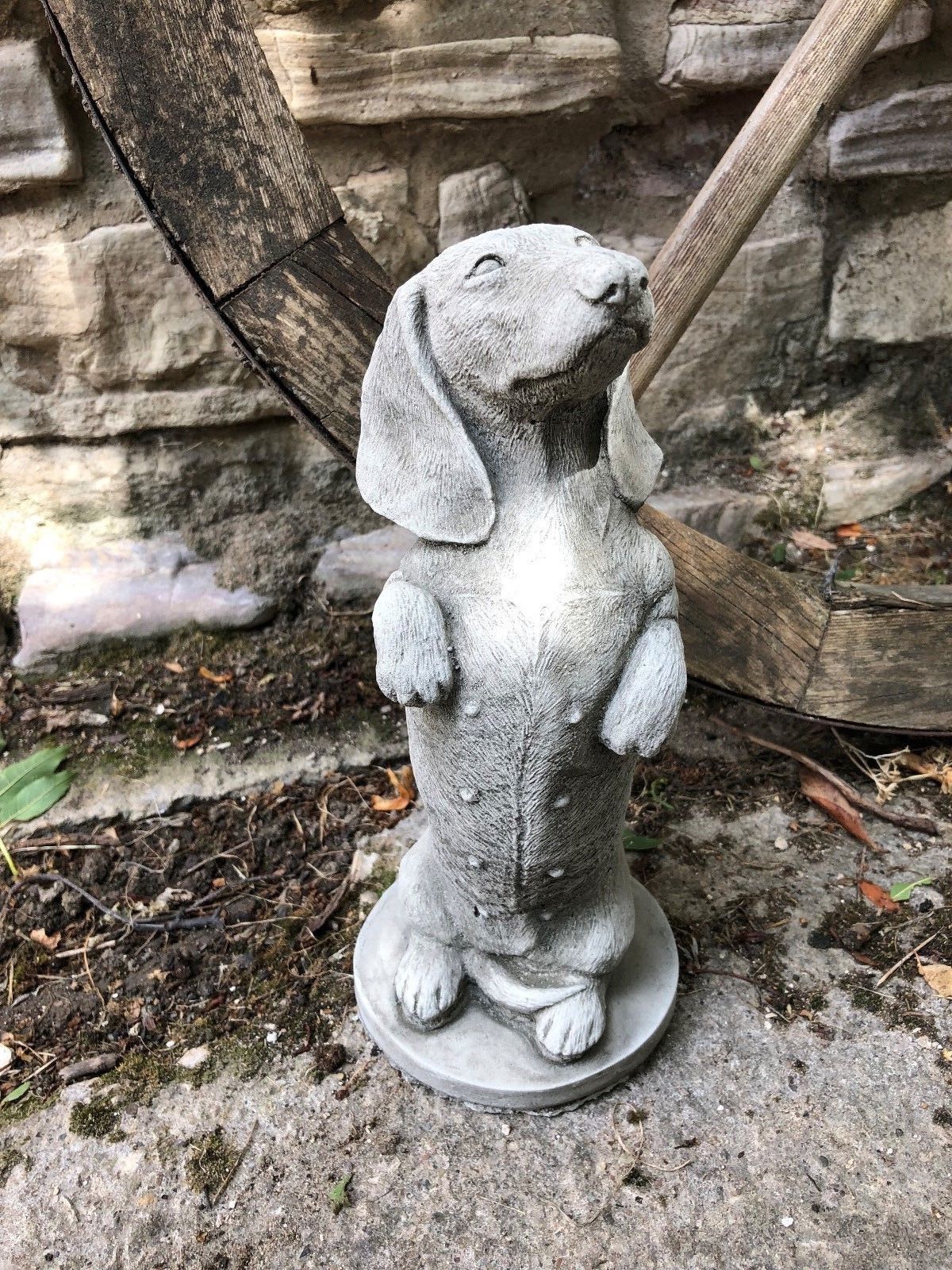 Stone Dachshund Sculpture for Garden Decor