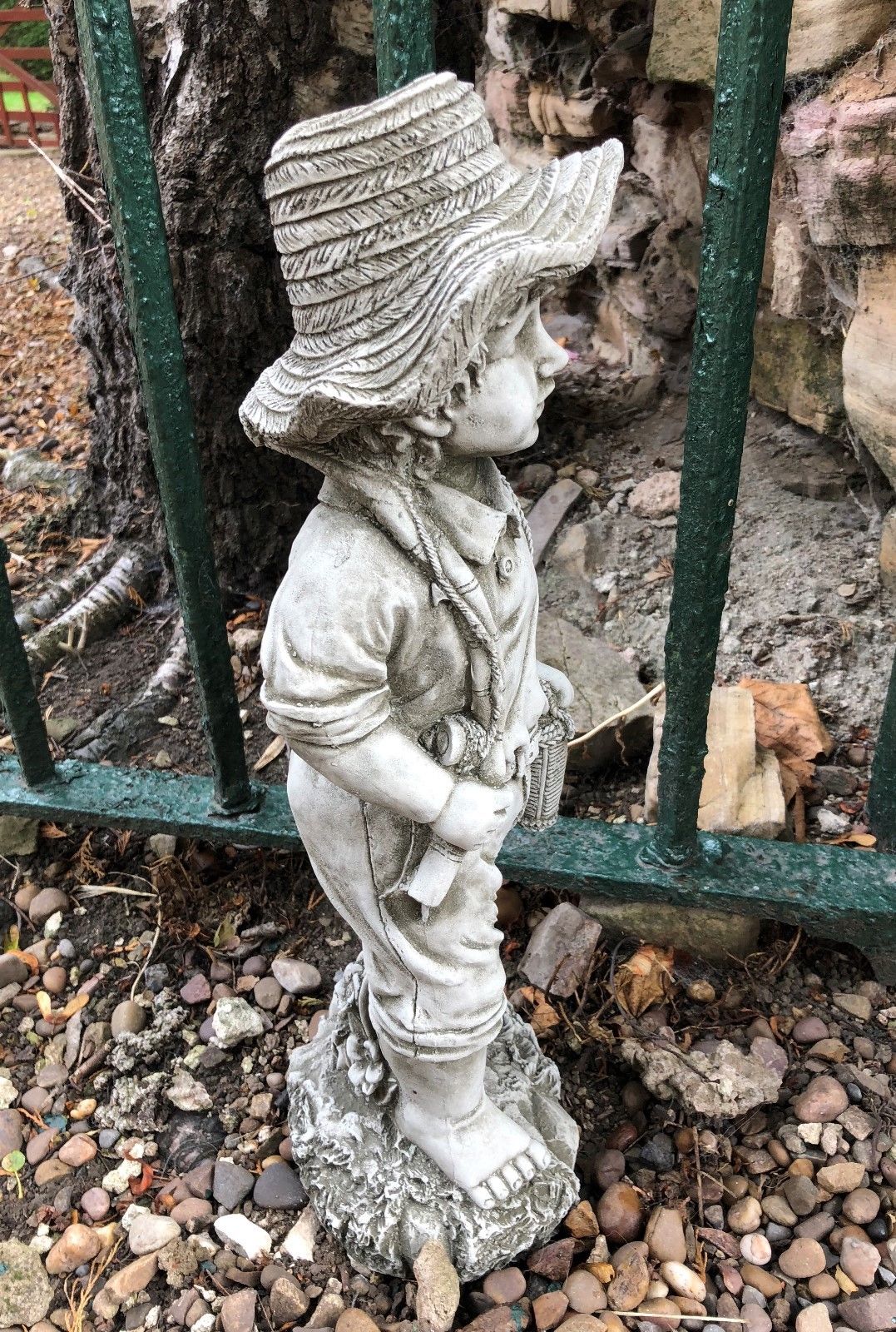 Stone Fisher Boy Ornament