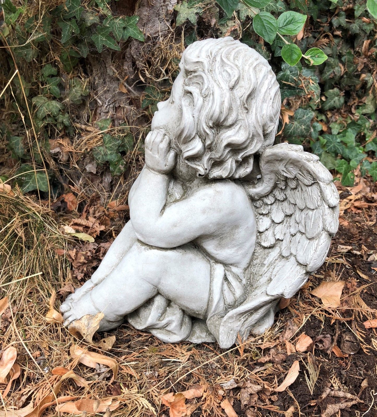 Pair of Stone Baby Angel Ornaments