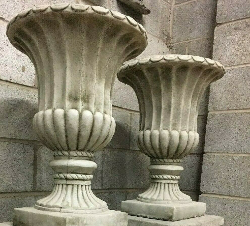 Pair of Stone Georgian Style Urn Planters