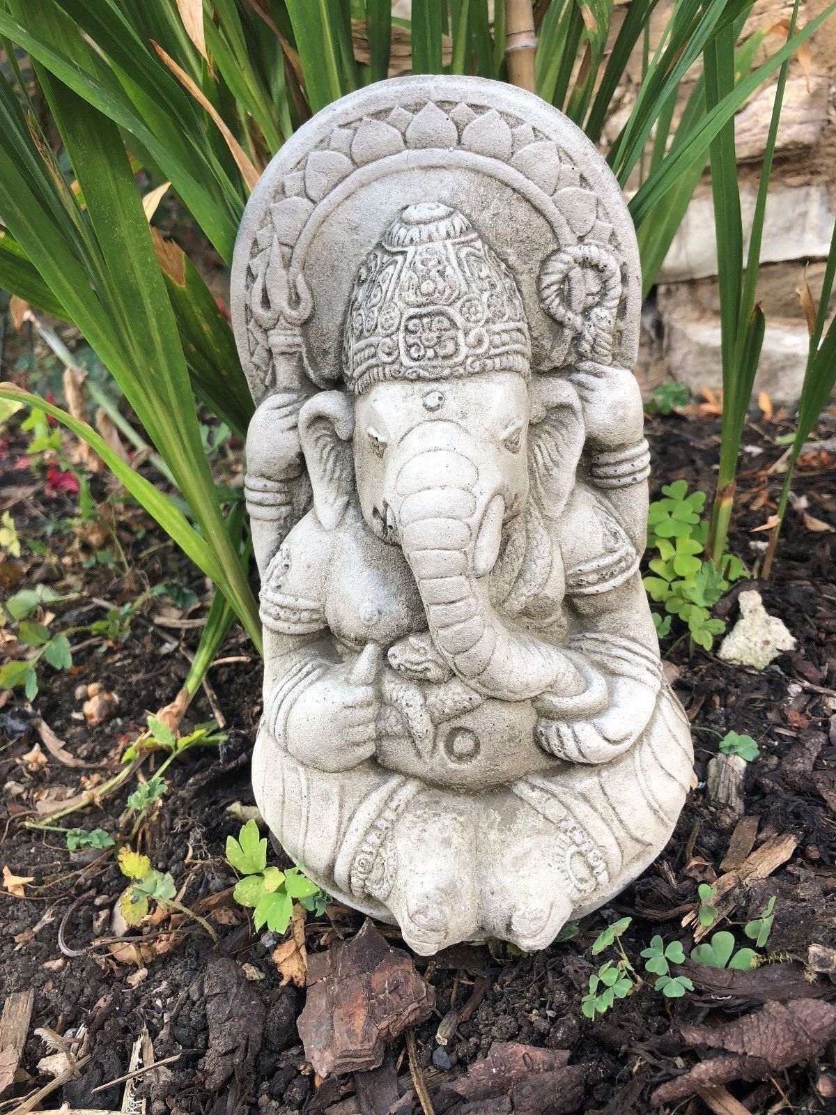 Solid Ganesh Stone Garden Ornament - Weatherproof