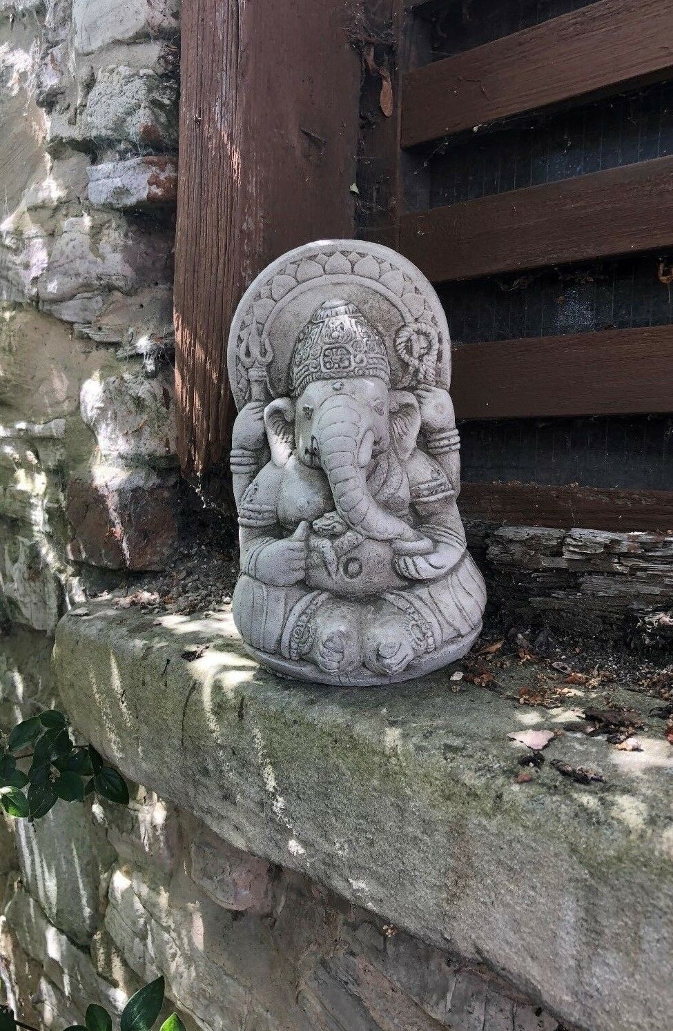 Solid Ganesh Stone Garden Ornament - Weatherproof
