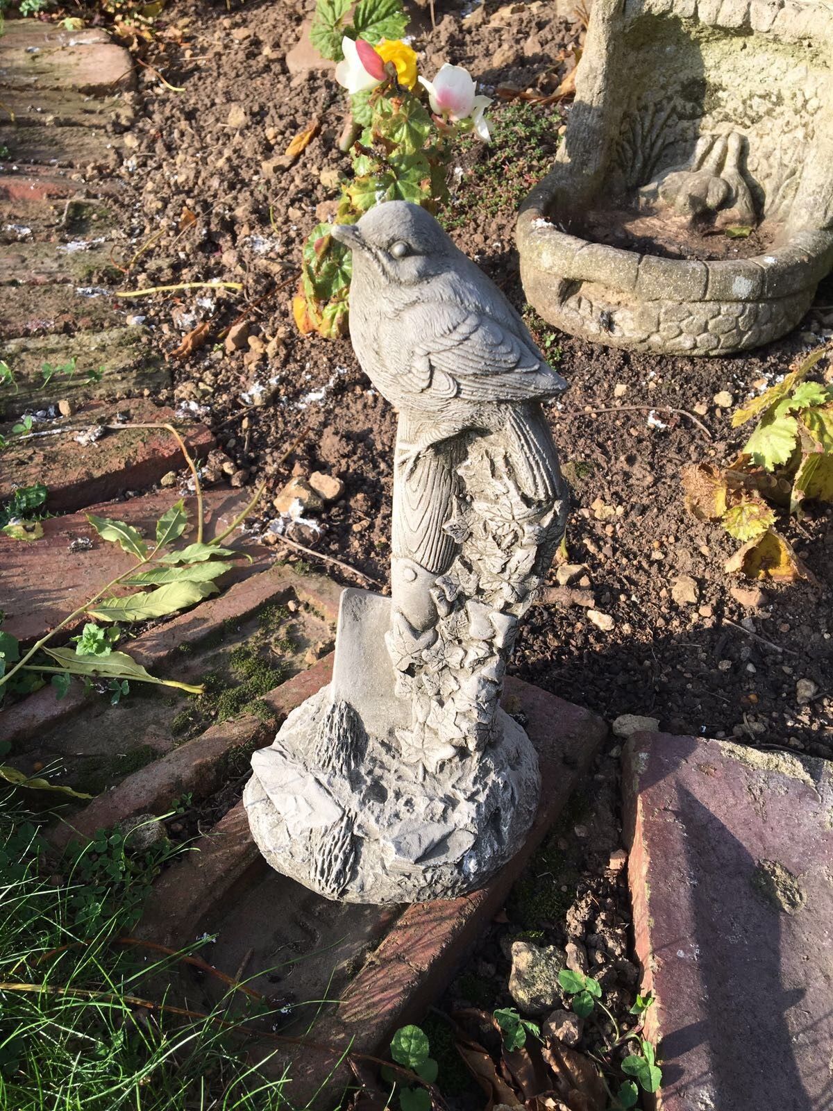Stone Bird On Spade Ornament