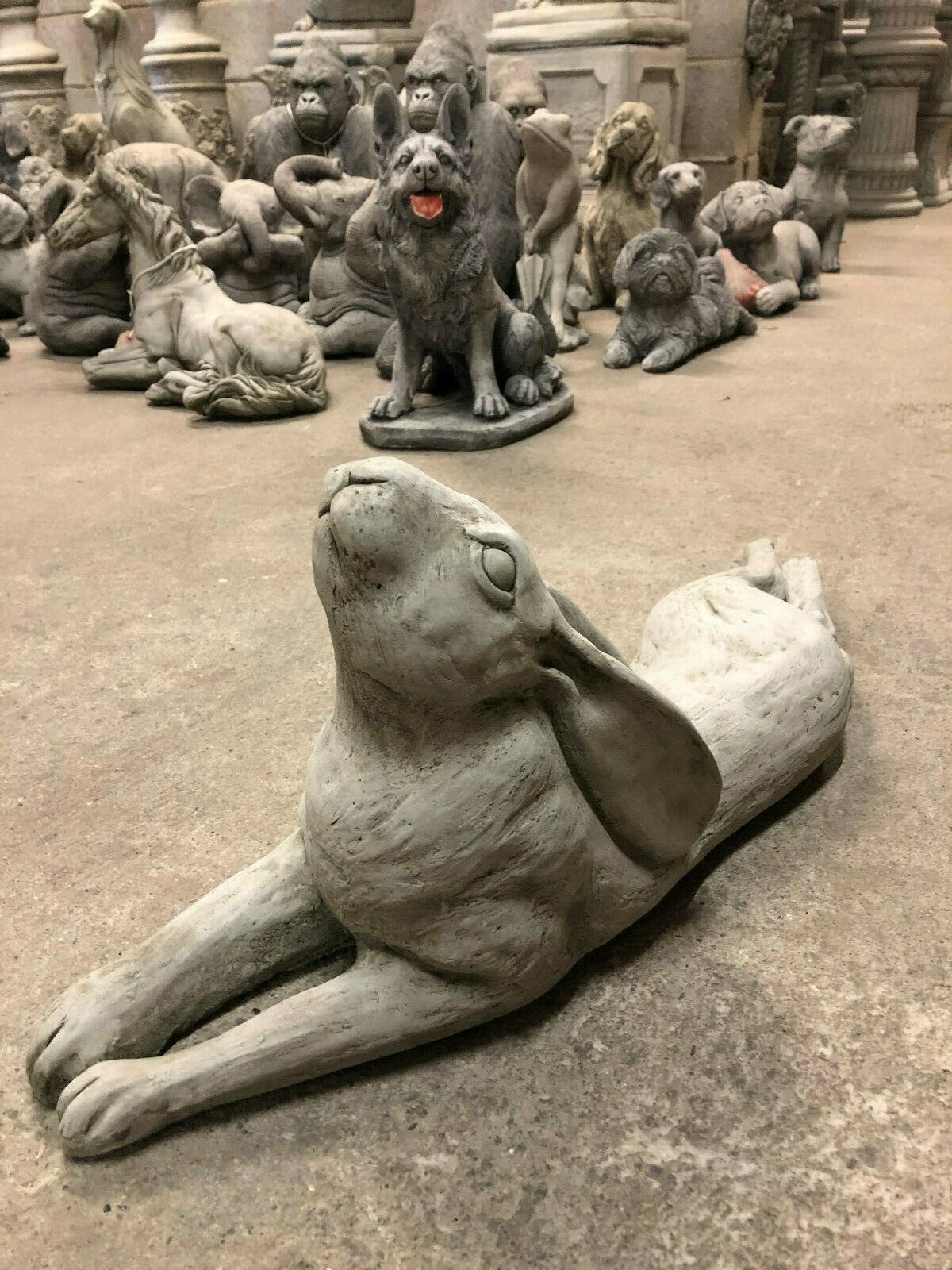 Stone Laying Down Gazing Hare Ornament