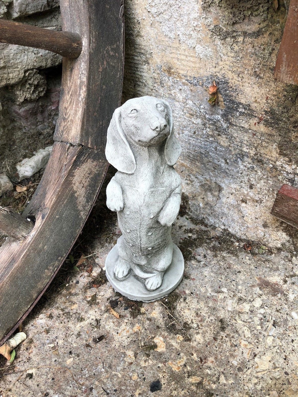 Stone Dachshund Sculpture for Garden Decor