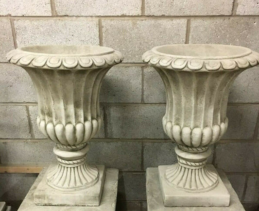 Pair of Stone Georgian Style Urn Planters