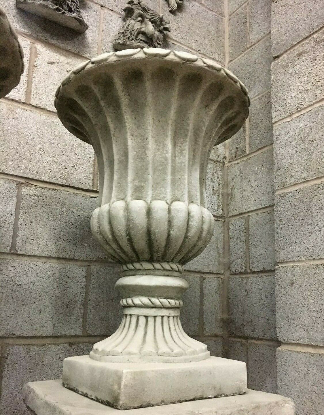 Pair of Stone Georgian Style Urn Planters