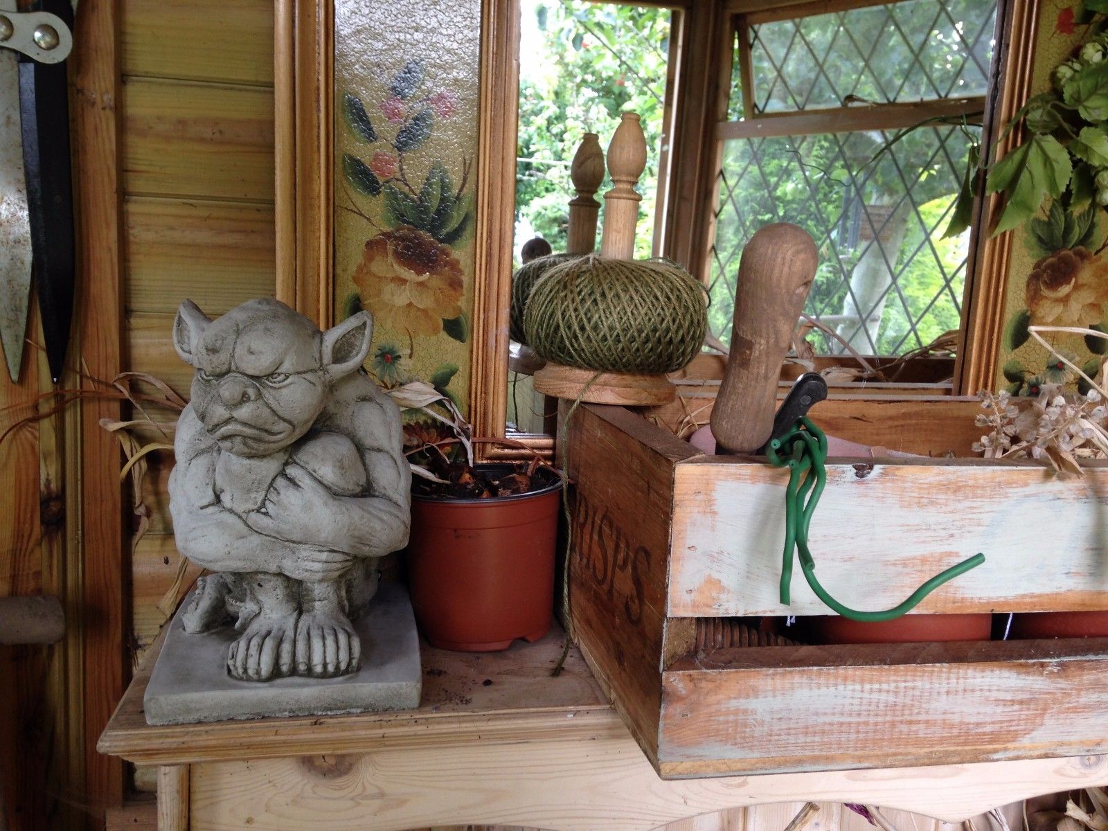 Pair of Stone Grumpy Gargoyle Ornaments