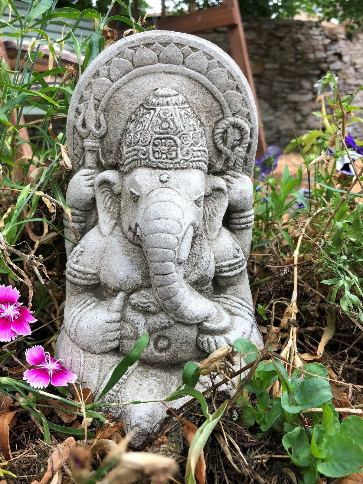 Solid Ganesh Stone Garden Ornament - Weatherproof
