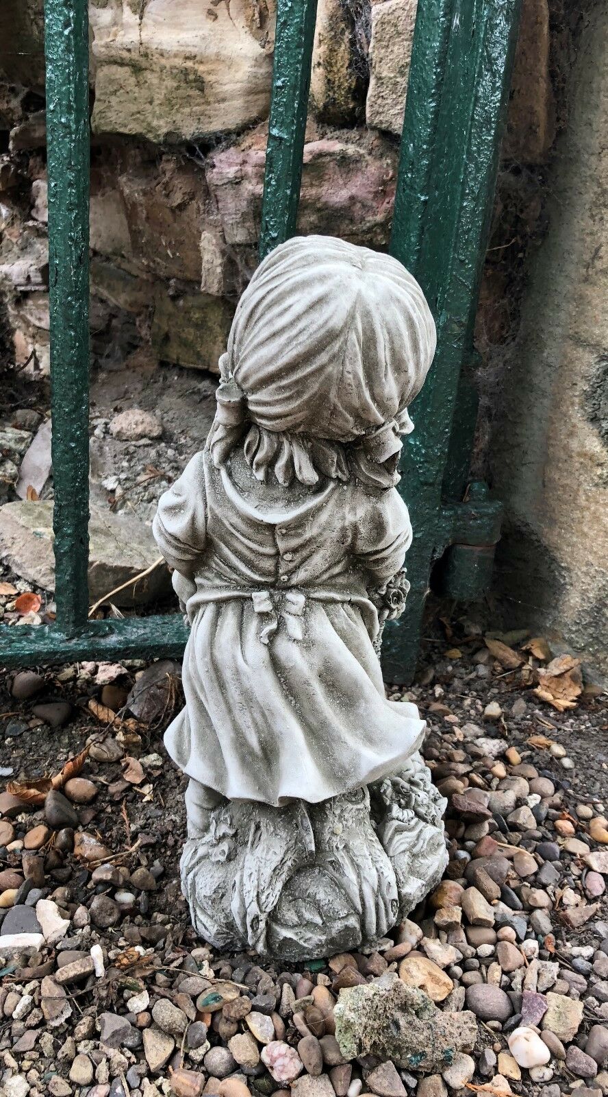 Stone Basket Girl Planter Ornament