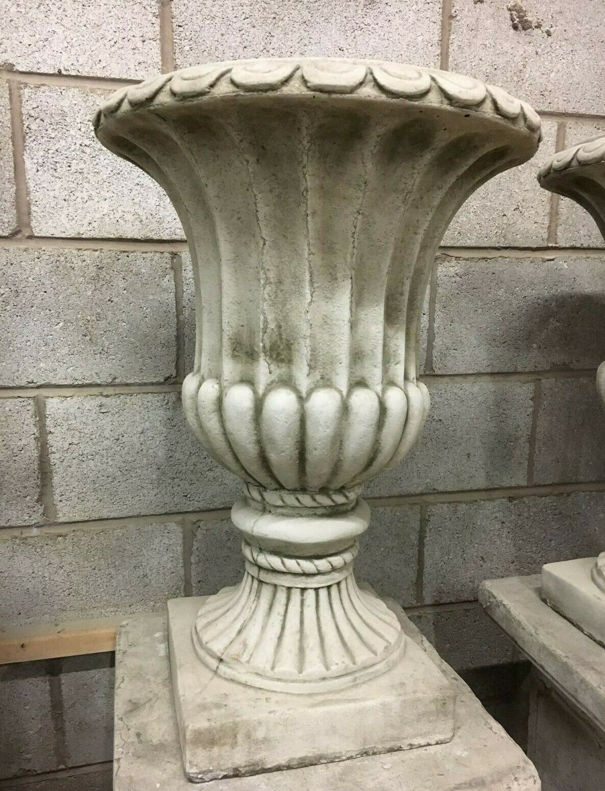 Pair of Stone Georgian Style Urn Planters