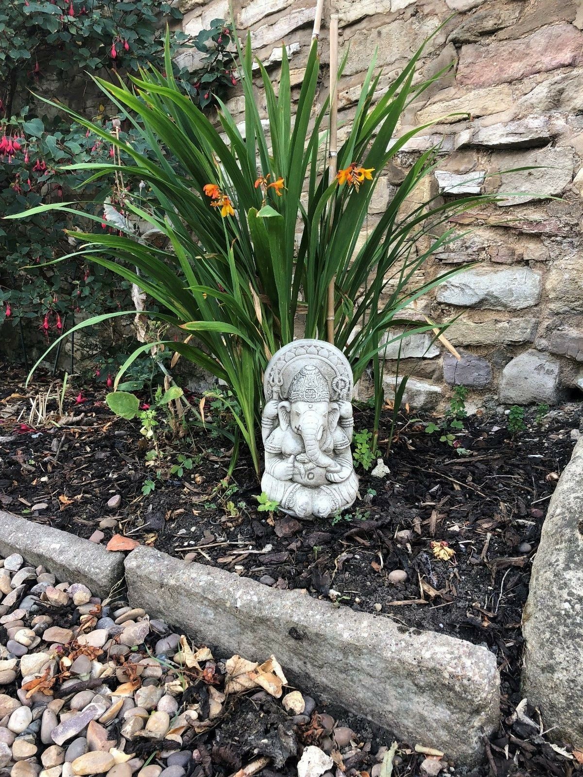 Solid Ganesh Stone Garden Ornament - Weatherproof