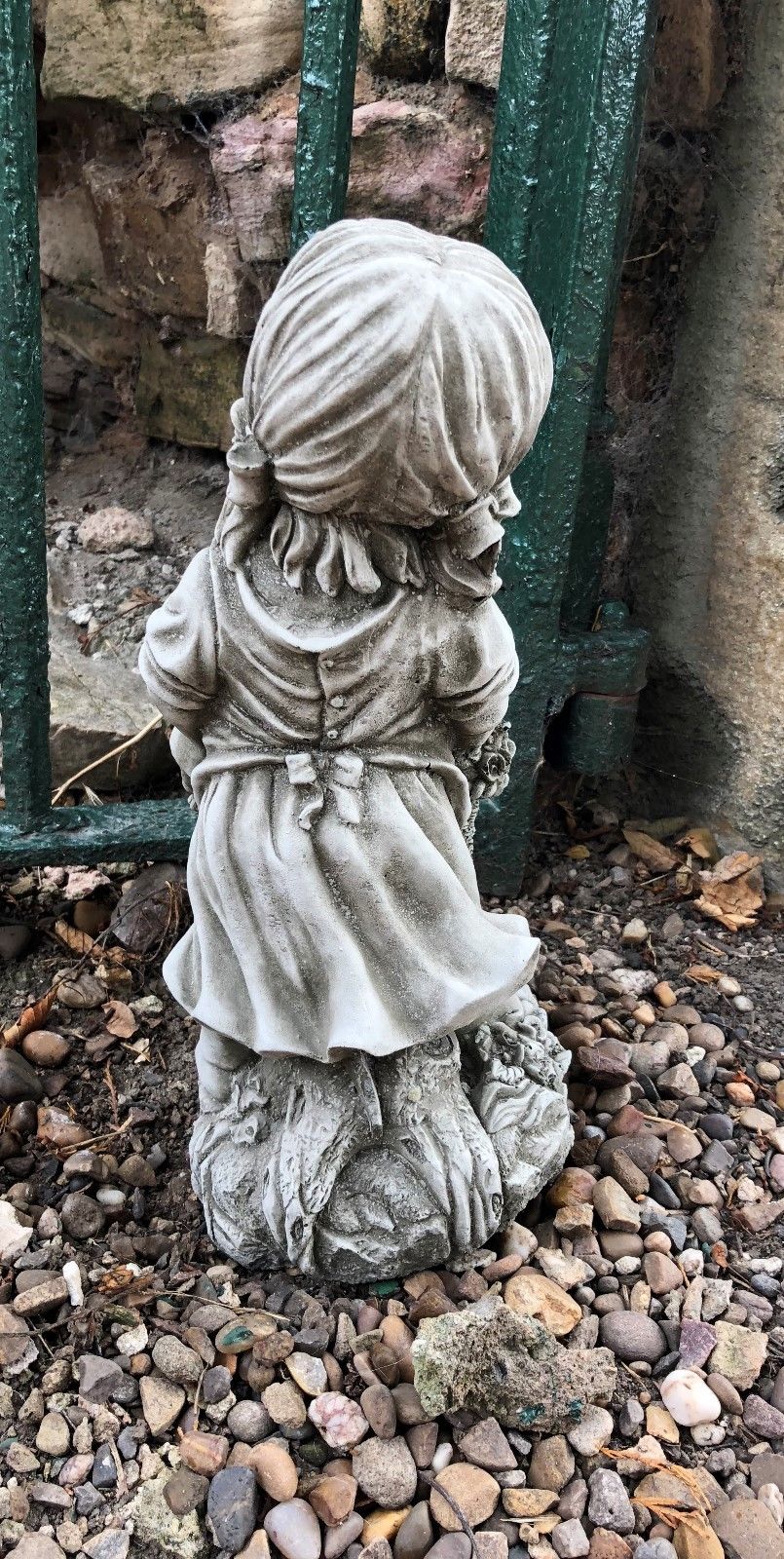 Stone Basket Girl Planter Ornament