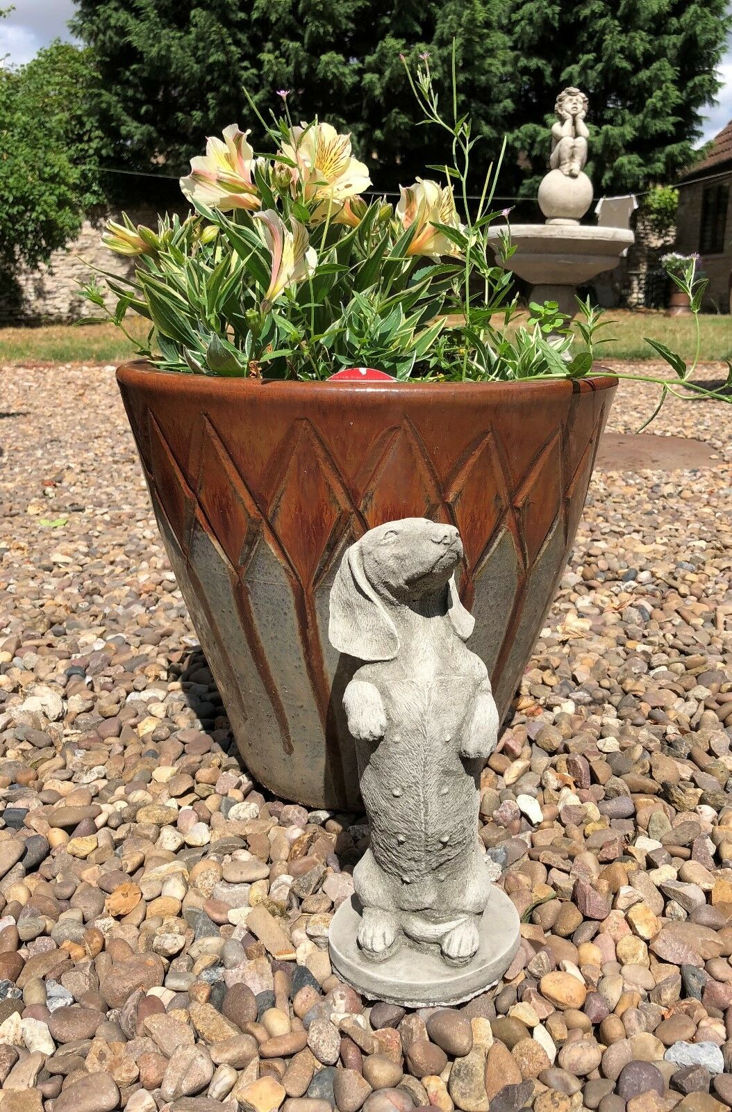 Stone Dachshund Sculpture for Garden Decor