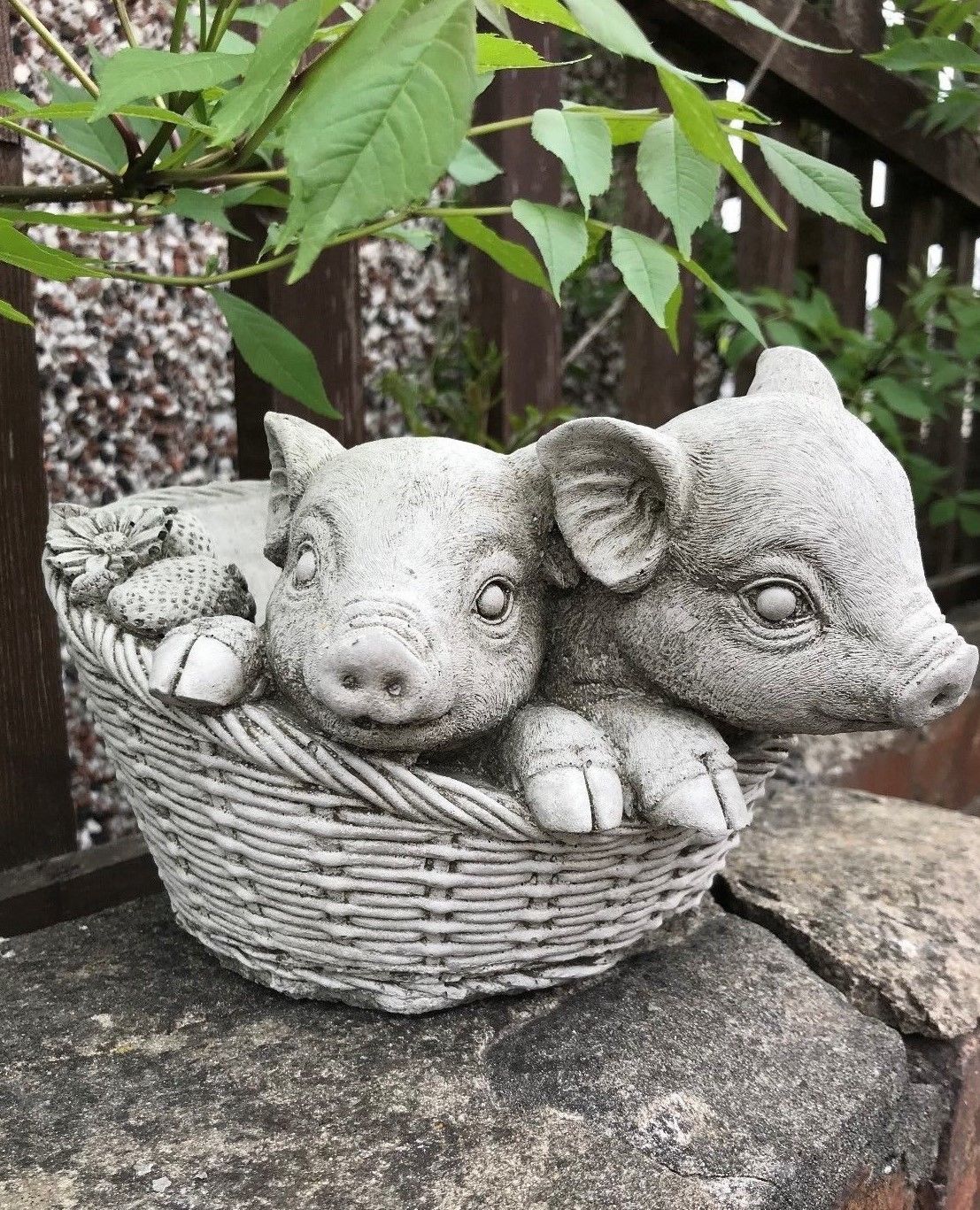 Stone Pig Planter Garden Ornament