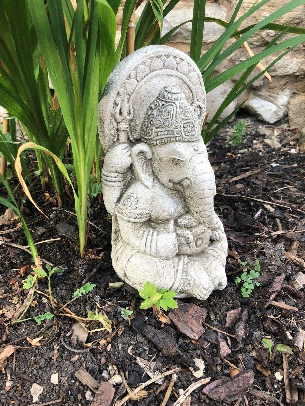 Solid Ganesh Stone Garden Ornament - Weatherproof