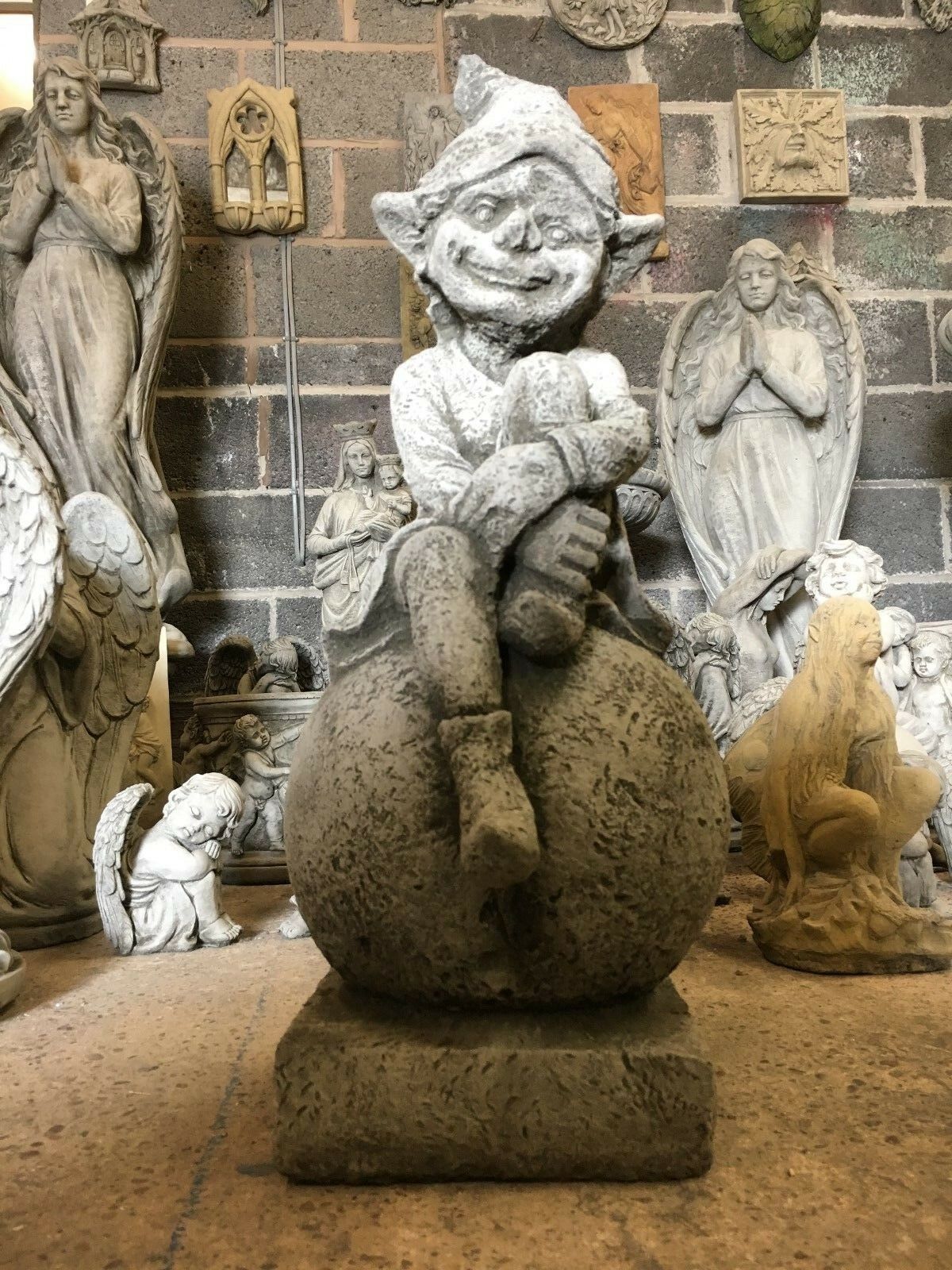 Stone Pixie on Ball Garden Ornament
