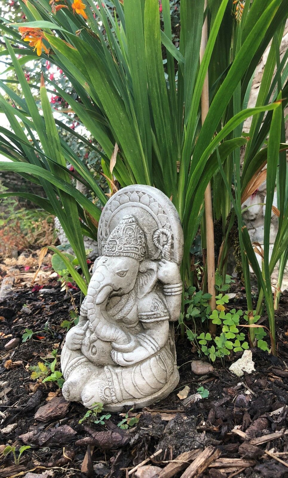 Solid Ganesh Stone Garden Ornament - Weatherproof