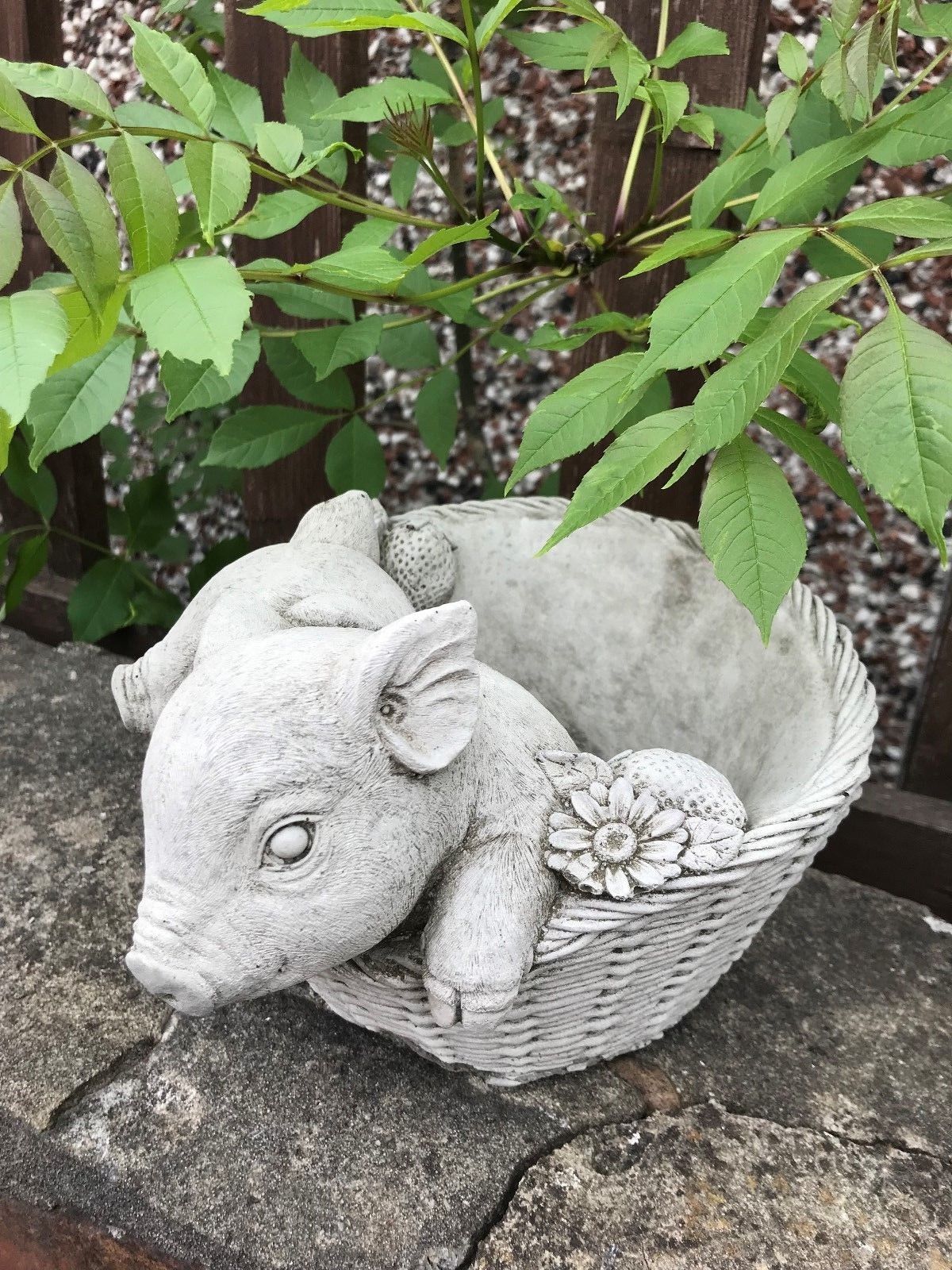 Stone Pig Planter Garden Ornament