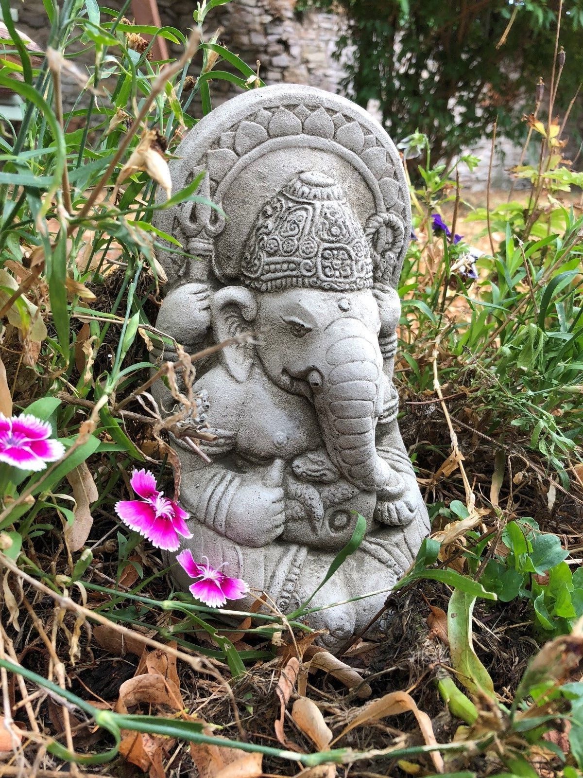 Solid Ganesh Stone Garden Ornament - Weatherproof
