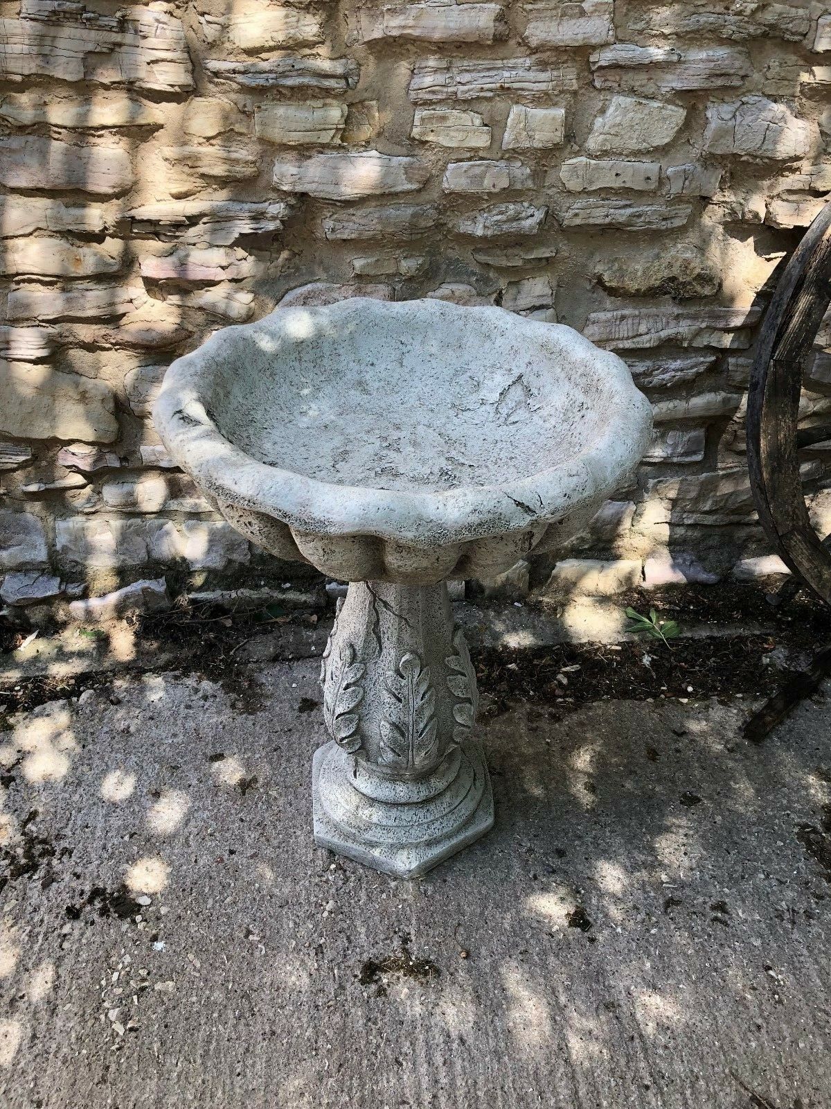 Large Stone Leaf Bird Bath