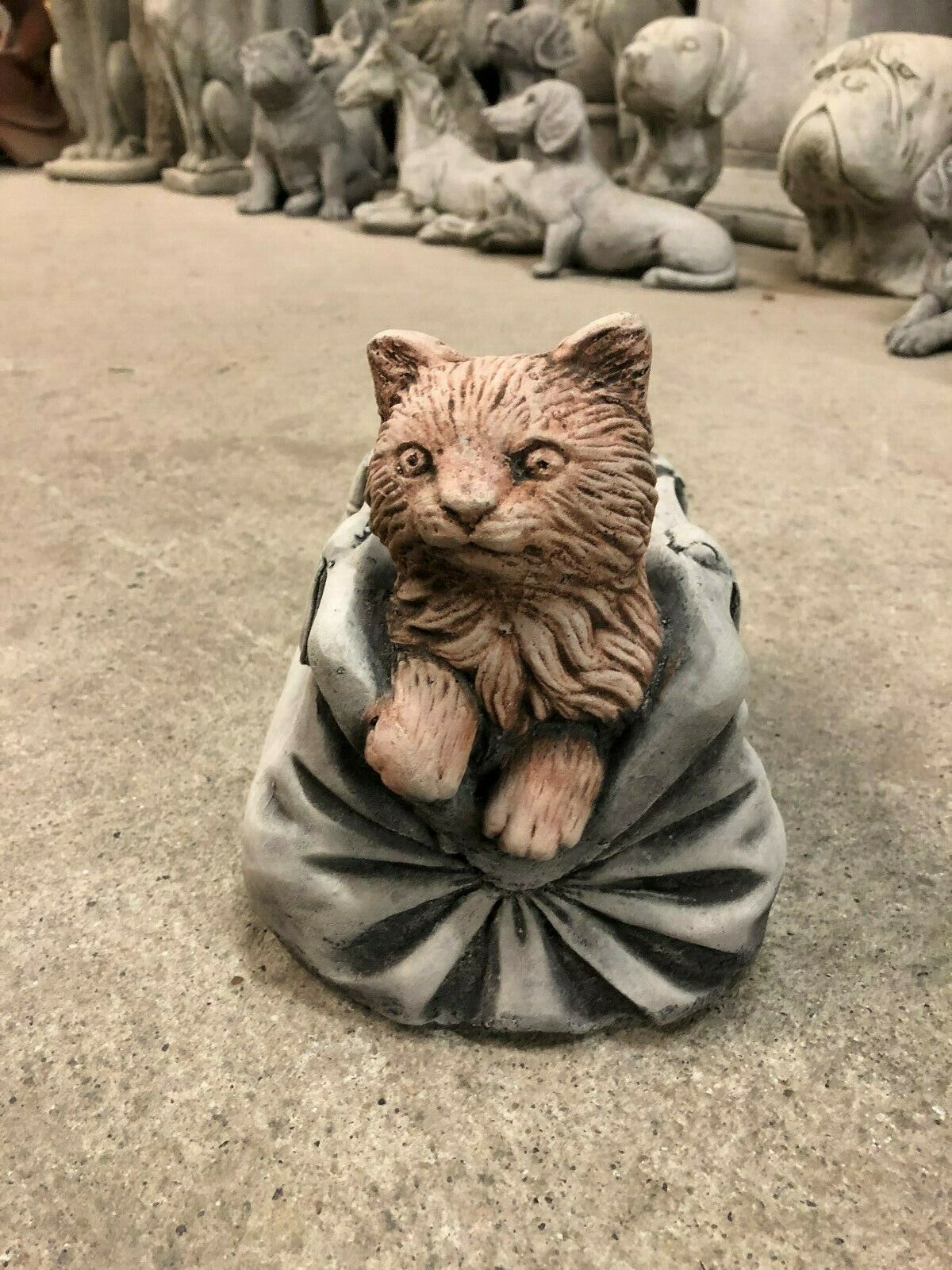 Stone Cat in Bag Planter