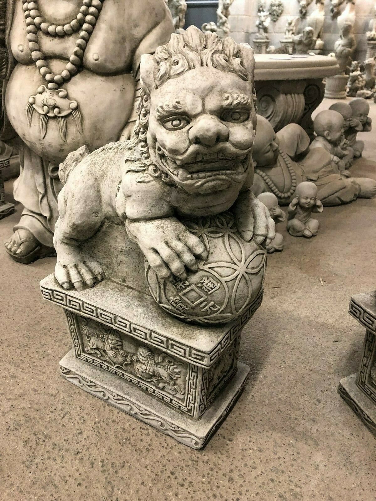 Pair of Stone Foo Dog Statues