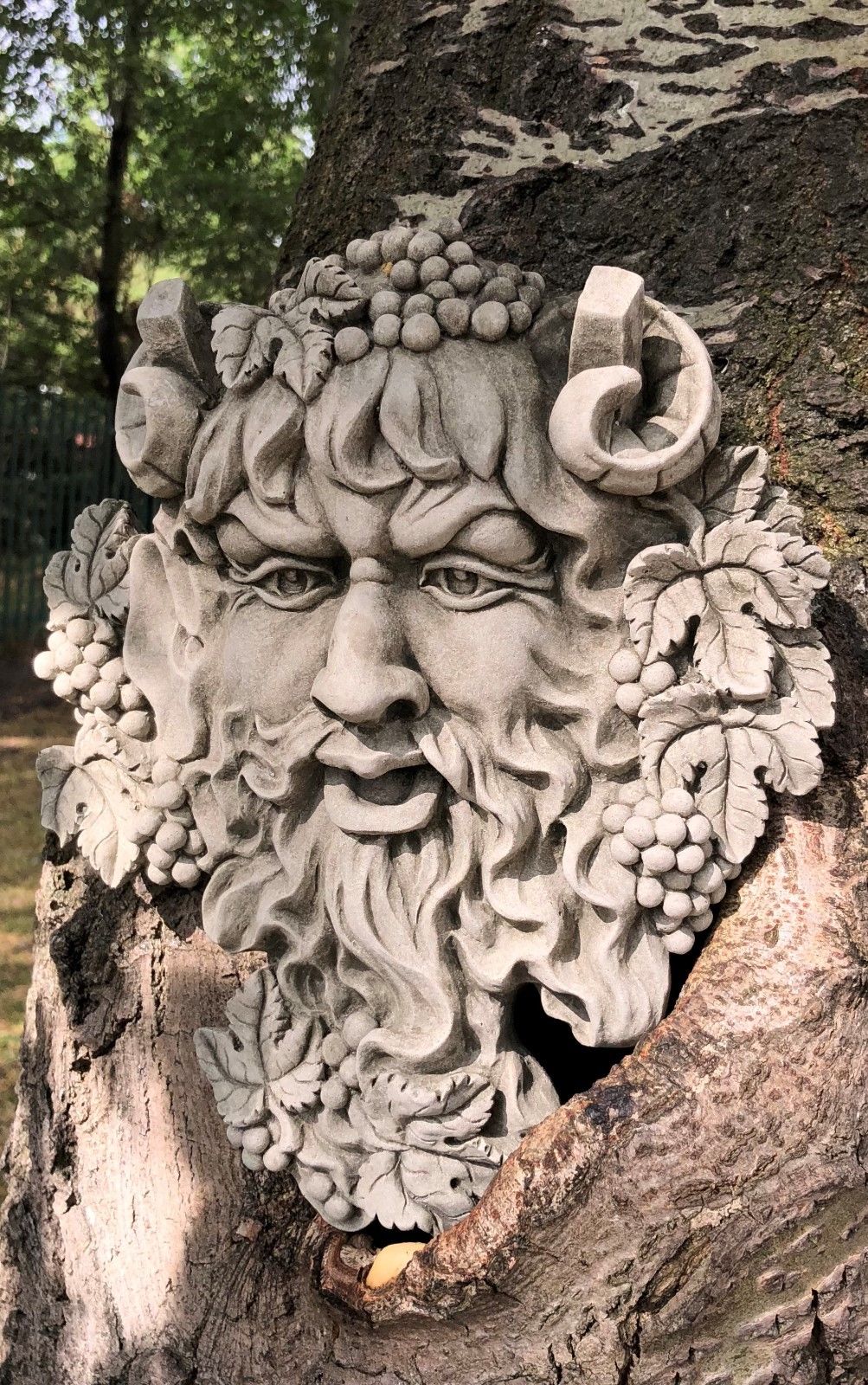 Stone Bacchus Face Wall Plaque